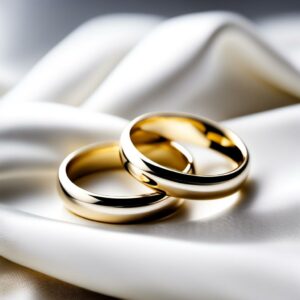 Alianzas de matrimonio entrelazadas sobre fondo blanco. Símbolo de amor eterno.